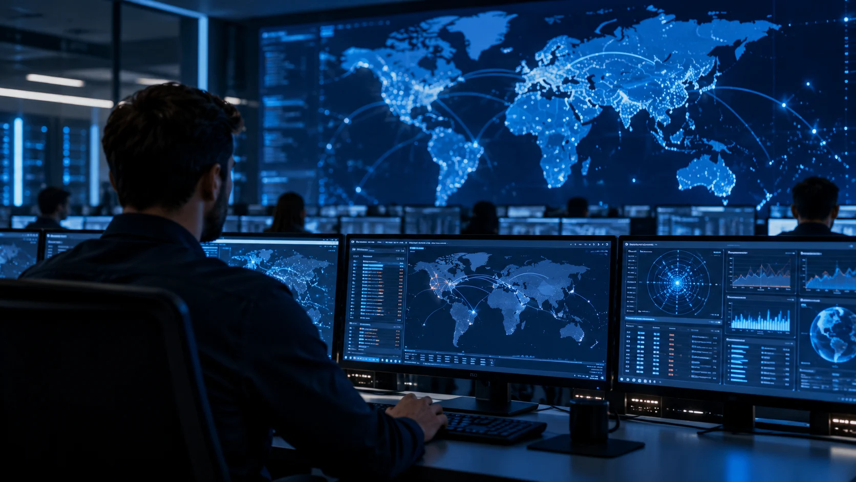 SOC analyst monitoring security events